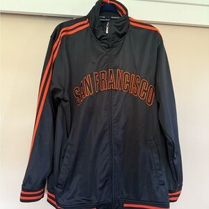 Orange and Black Windbreaker with High Collar and Full Zipper